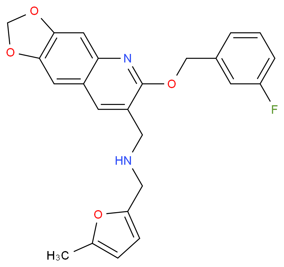({6-[(3-fluorobenzyl)oxy][1,3]dioxolo[4,5-g]quinolin-7-yl}methyl)[(5-methyl-2-furyl)methyl]amine_Molecular_structure_CAS_)