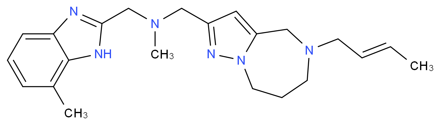 ({5-[(2E)-2-buten-1-yl]-5,6,7,8-tetrahydro-4H-pyrazolo[1,5-a][1,4]diazepin-2-yl}methyl)methyl[(7-methyl-1H-benzimidazol-2-yl)methyl]amine_Molecular_structure_CAS_)