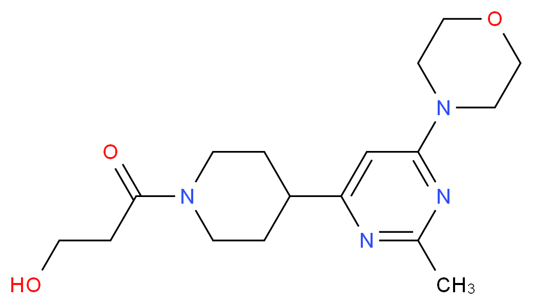 3-{4-[2-methyl-6-(4-morpholinyl)-4-pyrimidinyl]-1-piperidinyl}-3-oxo-1-propanol_Molecular_structure_CAS_)