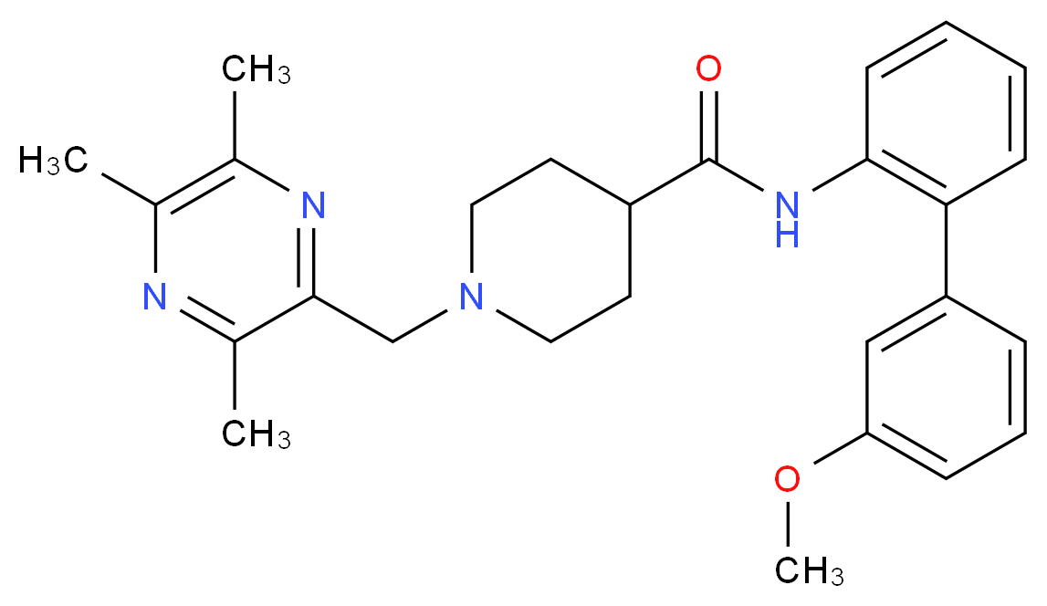 N-(3'-methoxy-2-biphenylyl)-1-[(3,5,6-trimethyl-2-pyrazinyl)methyl]-4-piperidinecarboxamide_Molecular_structure_CAS_)