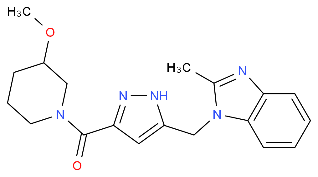 1-({3-[(3-methoxy-1-piperidinyl)carbonyl]-1H-pyrazol-5-yl}methyl)-2-methyl-1H-benzimidazole_Molecular_structure_CAS_)
