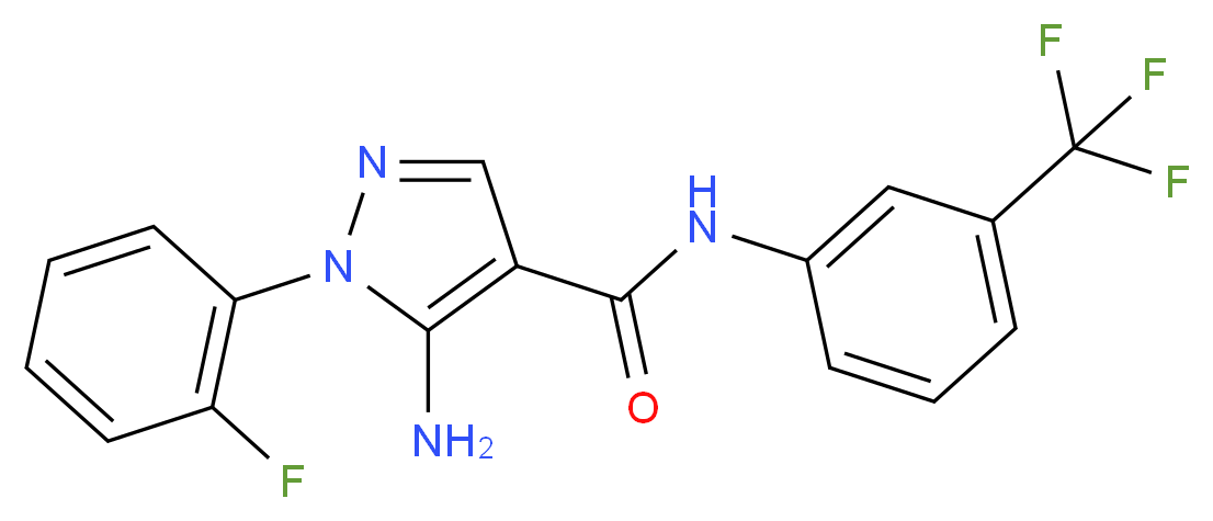 5-Amino-1-(2-fluorophenyl)-N-[3-(trifluoromethyl)phenyl]-1H-pyrazole-4-carboxamide_Molecular_structure_CAS_)