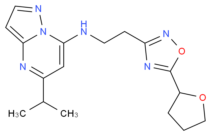 5-isopropyl-N-{2-[5-(tetrahydro-2-furanyl)-1,2,4-oxadiazol-3-yl]ethyl}pyrazolo[1,5-a]pyrimidin-7-amine_Molecular_structure_CAS_)