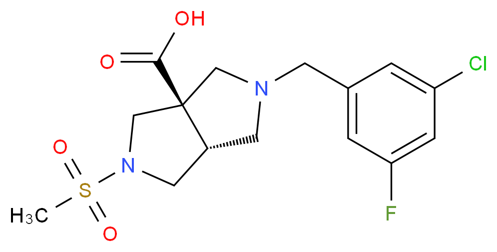 (3aR*,6aR*)-2-(3-chloro-5-fluorobenzyl)-5-(methylsulfonyl)hexahydropyrrolo[3,4-c]pyrrole-3a(1H)-carboxylic acid_Molecular_structure_CAS_)
