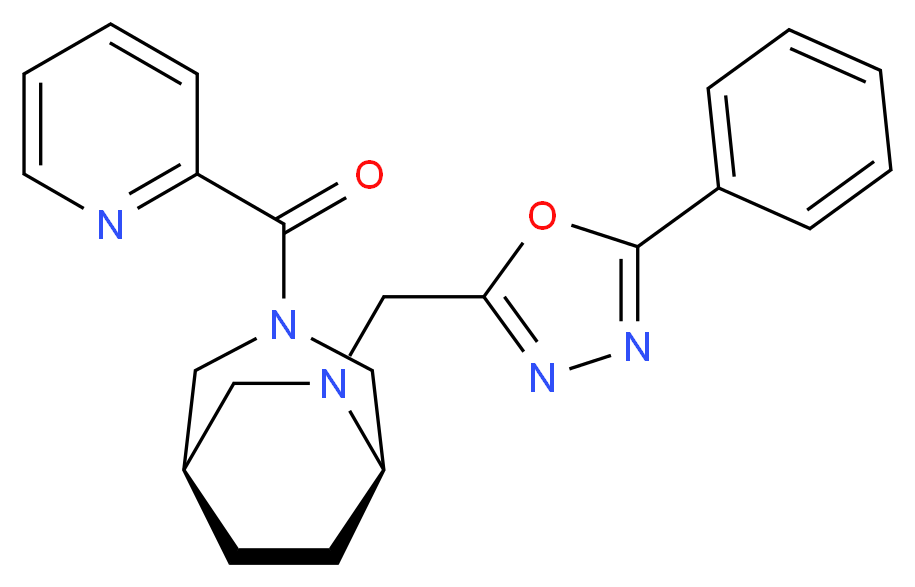 (1R*,5R*)-6-[(5-phenyl-1,3,4-oxadiazol-2-yl)methyl]-3-(pyridin-2-ylcarbonyl)-3,6-diazabicyclo[3.2.2]nonane_Molecular_structure_CAS_)