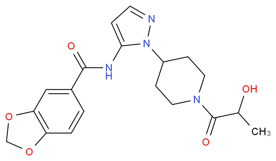 N-[1-(1-lactoylpiperidin-4-yl)-1H-pyrazol-5-yl]-1,3-benzodioxole-5-carboxamide_Molecular_structure_CAS_)