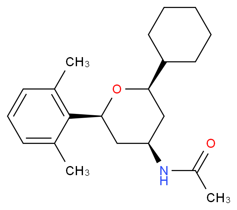 N-[(2R*,4R*,6S*)-2-cyclohexyl-6-(2,6-dimethylphenyl)tetrahydro-2H-pyran-4-yl]acetamide_Molecular_structure_CAS_)