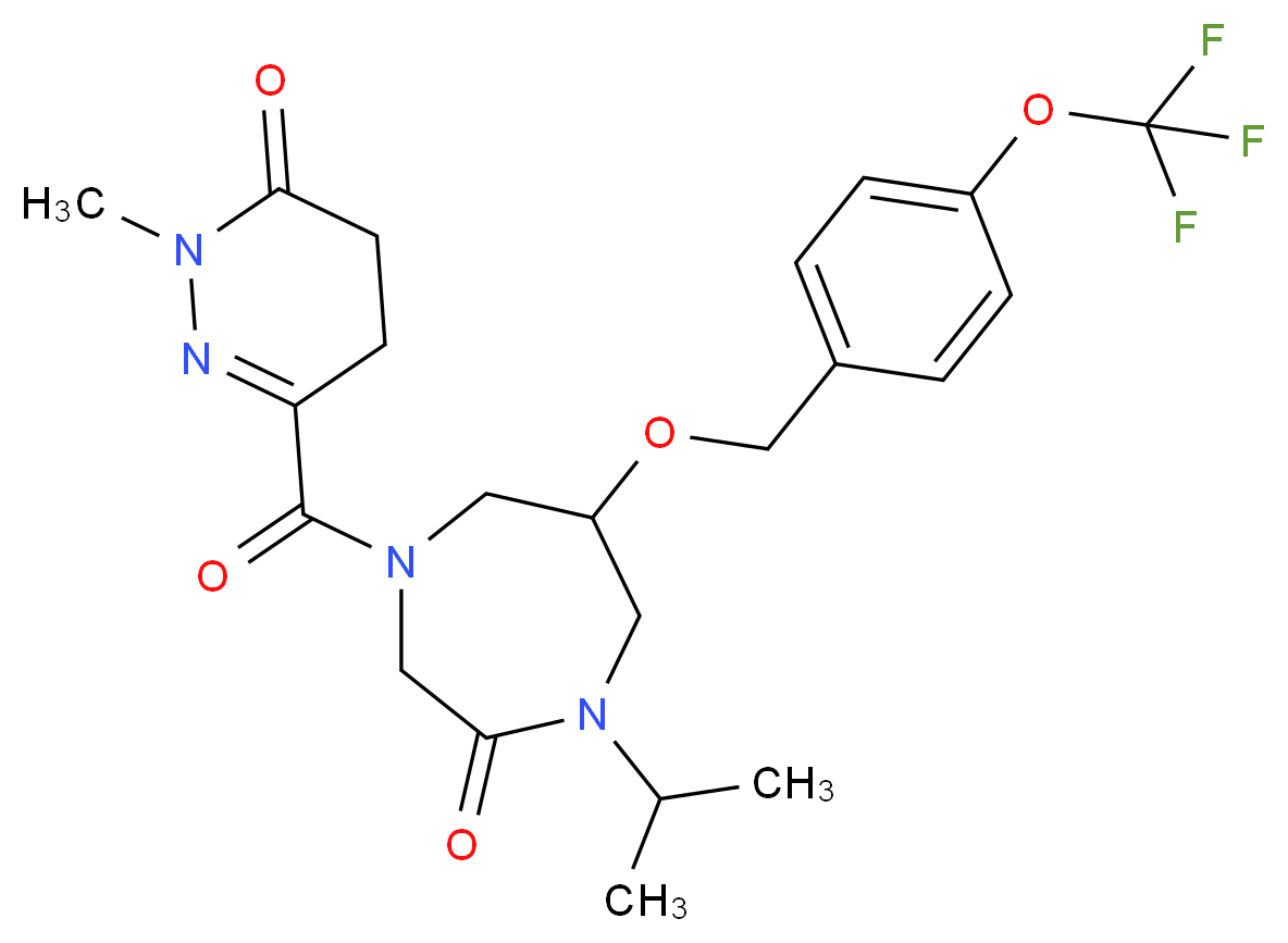 1-isopropyl-4-[(1-methyl-6-oxo-1,4,5,6-tetrahydro-3-pyridazinyl)carbonyl]-6-{[4-(trifluoromethoxy)benzyl]oxy}-1,4-diazepan-2-one_Molecular_structure_CAS_)