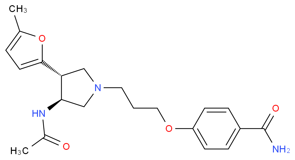 4-{3-[(3S*,4R*)-3-(acetylamino)-4-(5-methyl-2-furyl)-1-pyrrolidinyl]propoxy}benzamide_Molecular_structure_CAS_)