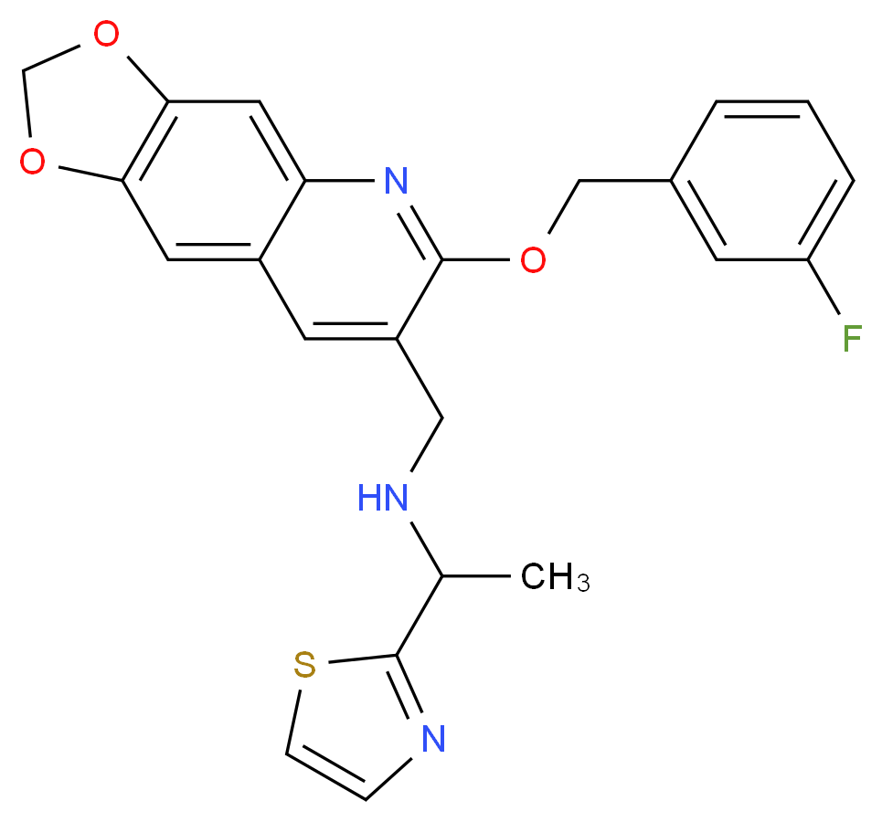 ({6-[(3-fluorobenzyl)oxy][1,3]dioxolo[4,5-g]quinolin-7-yl}methyl)[1-(1,3-thiazol-2-yl)ethyl]amine_Molecular_structure_CAS_)