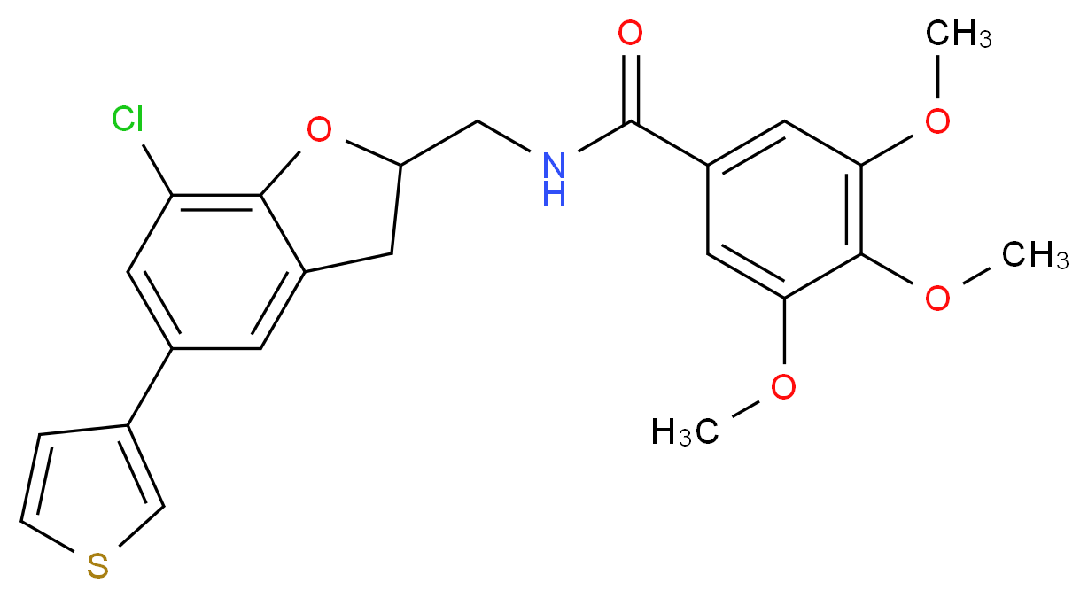 N-{[7-chloro-5-(3-thienyl)-2,3-dihydro-1-benzofuran-2-yl]methyl}-3,4,5-trimethoxybenzamide_Molecular_structure_CAS_)
