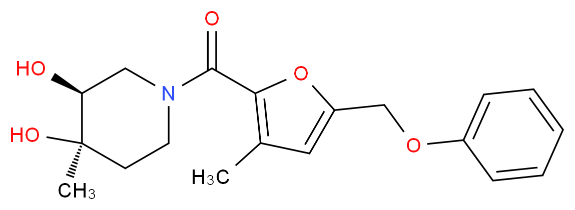 (3S*,4R*)-4-methyl-1-[3-methyl-5-(phenoxymethyl)-2-furoyl]piperidine-3,4-diol_Molecular_structure_CAS_)