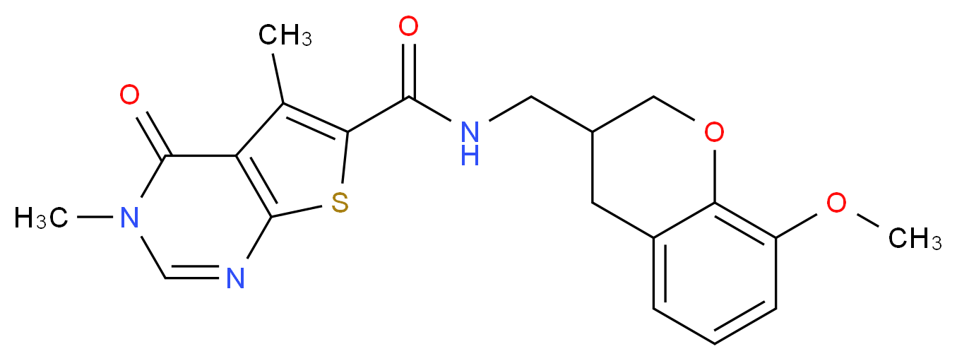N-[(8-methoxy-3,4-dihydro-2H-chromen-3-yl)methyl]-3,5-dimethyl-4-oxo-3,4-dihydrothieno[2,3-d]pyrimidine-6-carboxamide_Molecular_structure_CAS_)