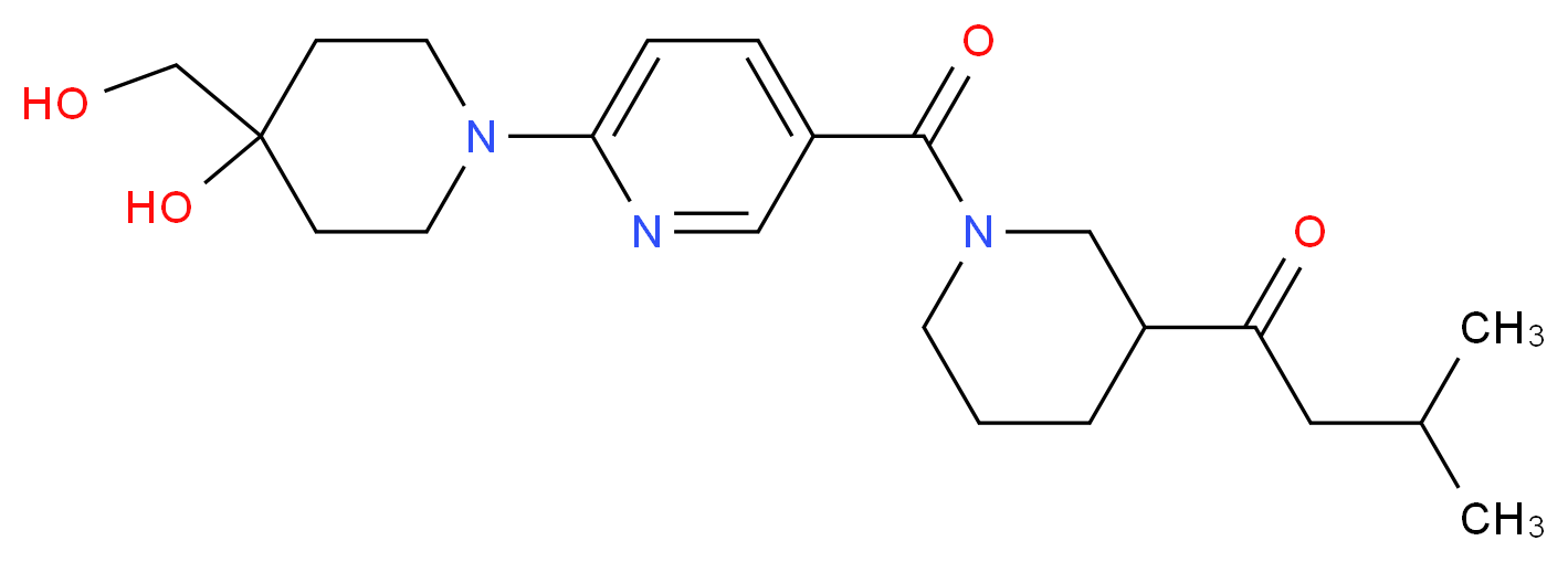 1-[1-({6-[4-hydroxy-4-(hydroxymethyl)piperidin-1-yl]pyridin-3-yl}carbonyl)piperidin-3-yl]-3-methylbutan-1-one_Molecular_structure_CAS_)