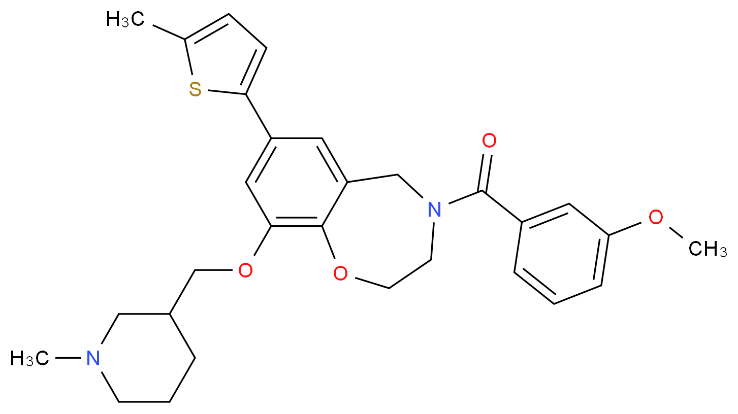 4-(3-methoxybenzoyl)-9-[(1-methyl-3-piperidinyl)methoxy]-7-(5-methyl-2-thienyl)-2,3,4,5-tetrahydro-1,4-benzoxazepine_Molecular_structure_CAS_)