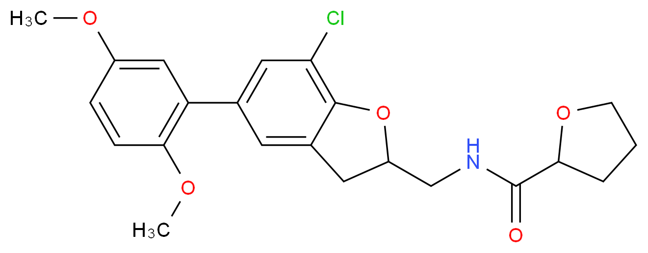 N-{[7-chloro-5-(2,5-dimethoxyphenyl)-2,3-dihydro-1-benzofuran-2-yl]methyl}tetrahydro-2-furancarboxamide_Molecular_structure_CAS_)