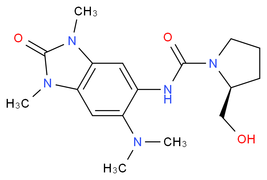 (2S)-N-[6-(dimethylamino)-1,3-dimethyl-2-oxo-2,3-dihydro-1H-benzimidazol-5-yl]-2-(hydroxymethyl)pyrrolidine-1-carboxamide_Molecular_structure_CAS_)