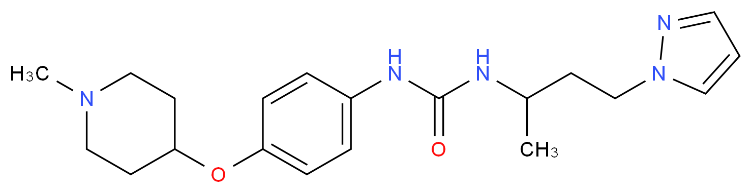 N-{4-[(1-methylpiperidin-4-yl)oxy]phenyl}-N'-[1-methyl-3-(1H-pyrazol-1-yl)propyl]urea_Molecular_structure_CAS_)