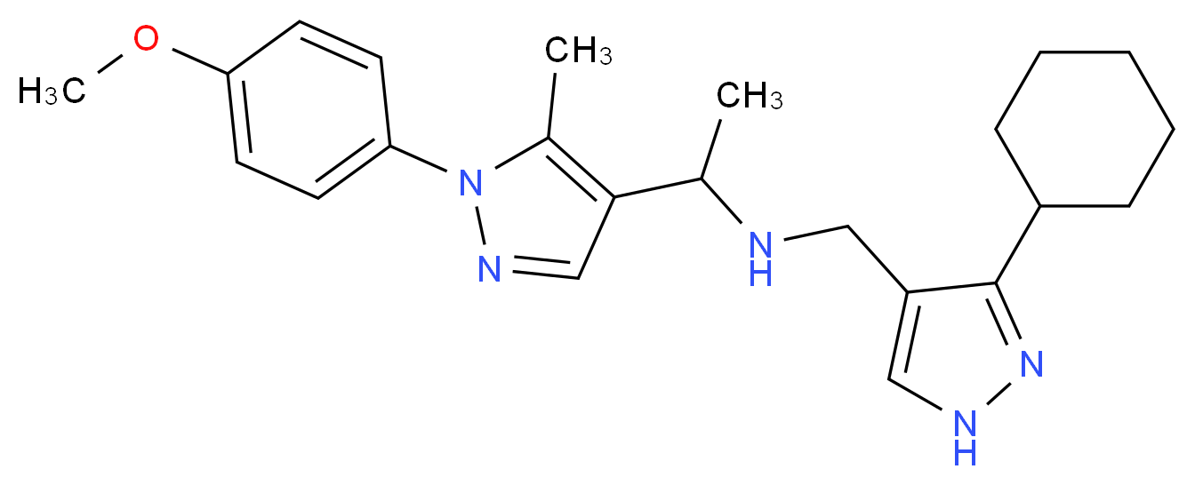 N-[(3-cyclohexyl-1H-pyrazol-4-yl)methyl]-1-[1-(4-methoxyphenyl)-5-methyl-1H-pyrazol-4-yl]ethanamine_Molecular_structure_CAS_)