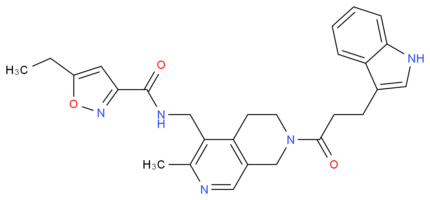 5-ethyl-N-({7-[3-(1H-indol-3-yl)propanoyl]-3-methyl-5,6,7,8-tetrahydro-2,7-naphthyridin-4-yl}methyl)-3-isoxazolecarboxamide_Molecular_structure_CAS_)