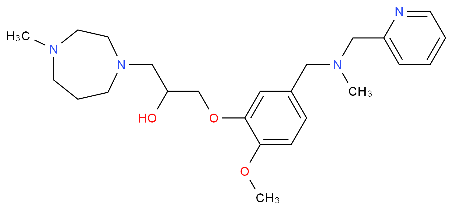 1-(2-methoxy-5-{[methyl(2-pyridinylmethyl)amino]methyl}phenoxy)-3-(4-methyl-1,4-diazepan-1-yl)-2-propanol_Molecular_structure_CAS_)