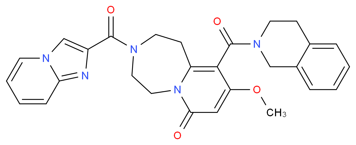 10-(3,4-dihydro-2(1H)-isoquinolinylcarbonyl)-3-(imidazo[1,2-a]pyridin-2-ylcarbonyl)-9-methoxy-2,3,4,5-tetrahydropyrido[1,2-d][1,4]diazepin-7(1H)-one_Molecular_structure_CAS_)