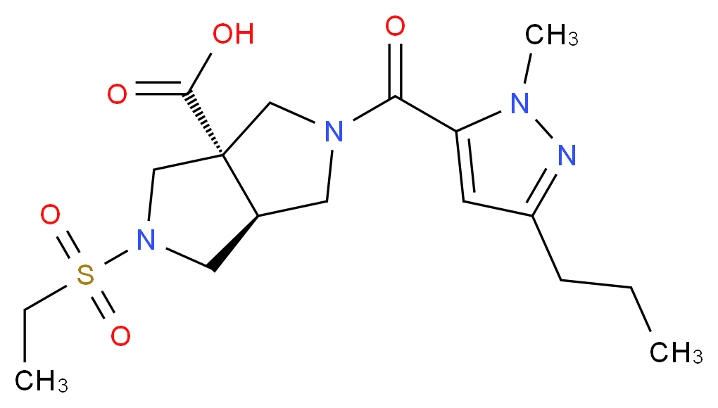 (3aS*,6aS*)-2-(ethylsulfonyl)-5-[(1-methyl-3-propyl-1H-pyrazol-5-yl)carbonyl]hexahydropyrrolo[3,4-c]pyrrole-3a(1H)-carboxylic acid_Molecular_structure_CAS_)