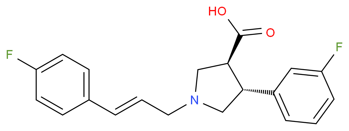 (3S*,4R*)-4-(3-fluorophenyl)-1-[(2E)-3-(4-fluorophenyl)prop-2-en-1-yl]pyrrolidine-3-carboxylic acid_Molecular_structure_CAS_)