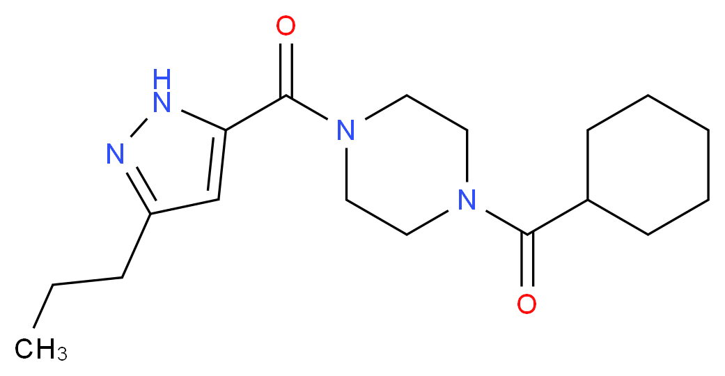 1-(cyclohexylcarbonyl)-4-[(3-propyl-1H-pyrazol-5-yl)carbonyl]piperazine_Molecular_structure_CAS_)