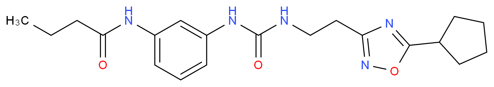 N-{3-[({[2-(5-cyclopentyl-1,2,4-oxadiazol-3-yl)ethyl]amino}carbonyl)amino]phenyl}butanamide_Molecular_structure_CAS_)