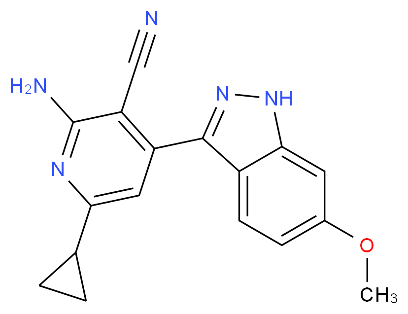 2-amino-6-cyclopropyl-4-(6-methoxy-1H-indazol-3-yl)nicotinonitrile_Molecular_structure_CAS_)