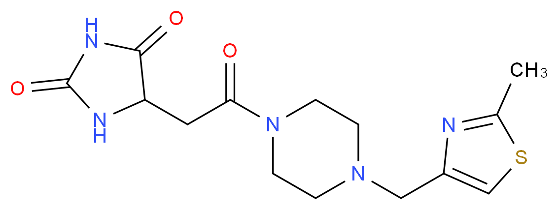5-(2-{4-[(2-methyl-1,3-thiazol-4-yl)methyl]piperazin-1-yl}-2-oxoethyl)imidazolidine-2,4-dione_Molecular_structure_CAS_)