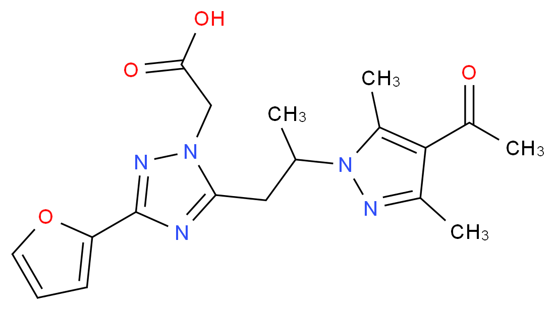 [5-[2-(4-acetyl-3,5-dimethyl-1H-pyrazol-1-yl)propyl]-3-(2-furyl)-1H-1,2,4-triazol-1-yl]acetic acid_Molecular_structure_CAS_)