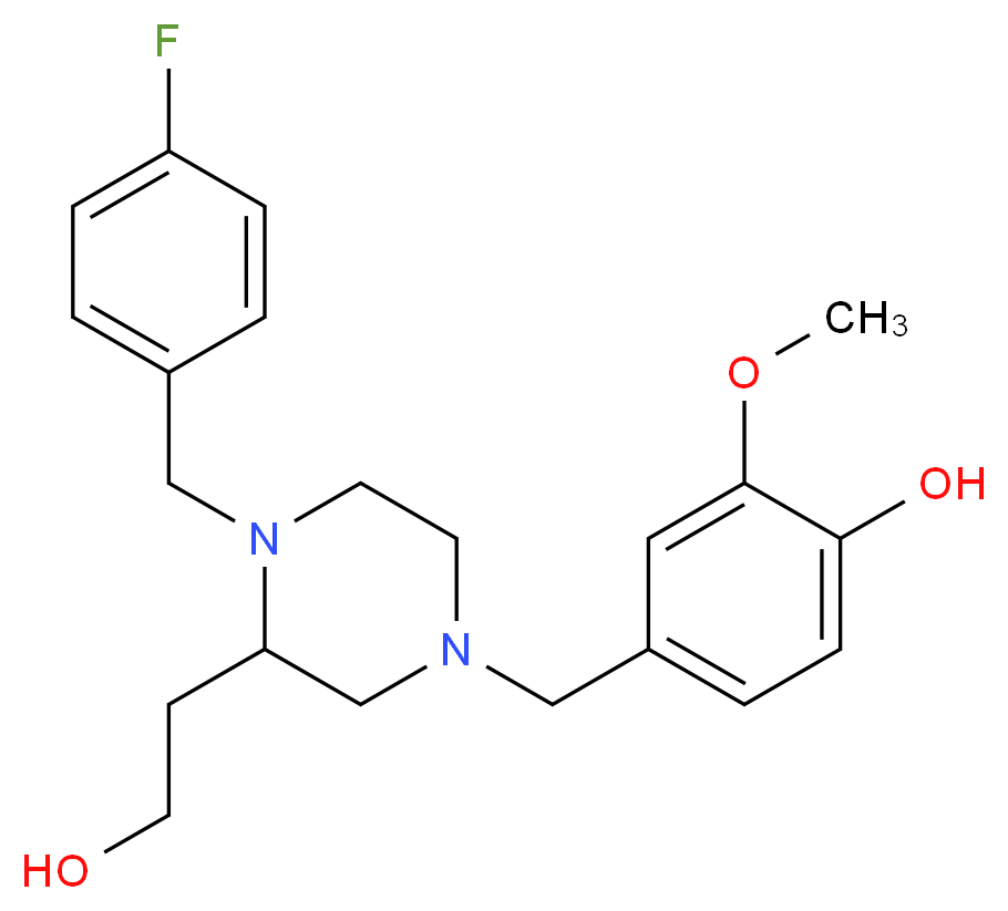 4-{[4-(4-fluorobenzyl)-3-(2-hydroxyethyl)-1-piperazinyl]methyl}-2-methoxyphenol_Molecular_structure_CAS_)