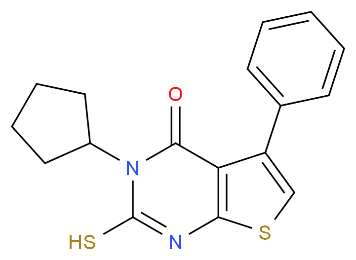 3-cyclopentyl-2-mercapto-5-phenylthieno[2,3-d]pyrimidin-4(3H)-one_Molecular_structure_CAS_)