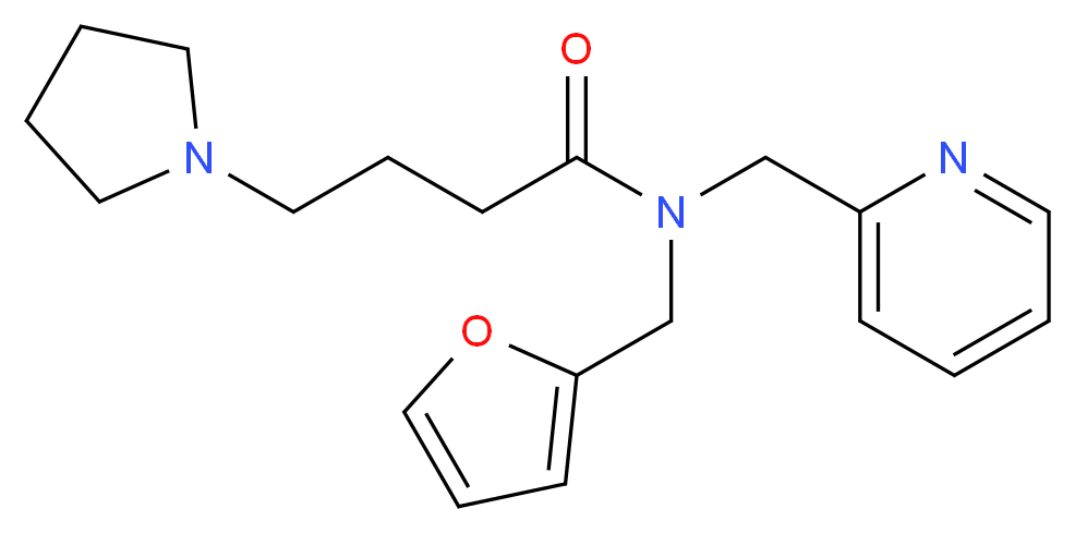 N-(2-furylmethyl)-N-(2-pyridinylmethyl)-4-(1-pyrrolidinyl)butanamide_Molecular_structure_CAS_)