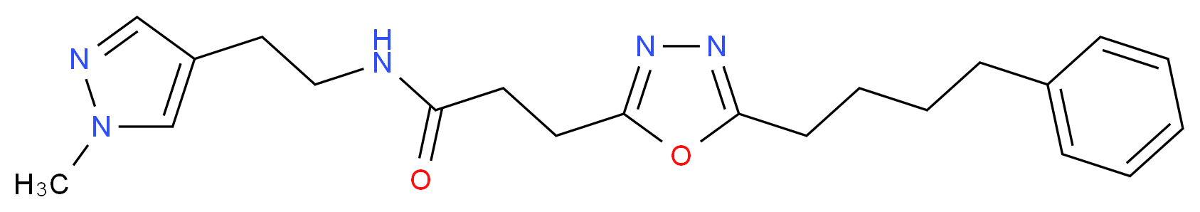 N-[2-(1-methyl-1H-pyrazol-4-yl)ethyl]-3-[5-(4-phenylbutyl)-1,3,4-oxadiazol-2-yl]propanamide_Molecular_structure_CAS_)