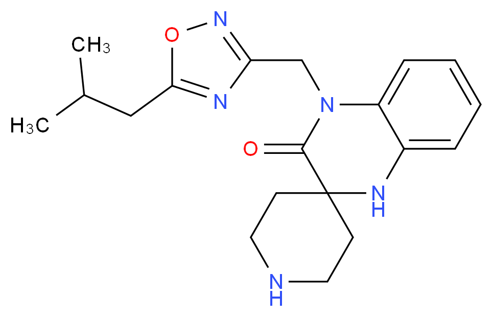 4'-[(5-isobutyl-1,2,4-oxadiazol-3-yl)methyl]-1',4'-dihydro-3'H-spiro[piperidine-4,2'-quinoxalin]-3'-one_Molecular_structure_CAS_)