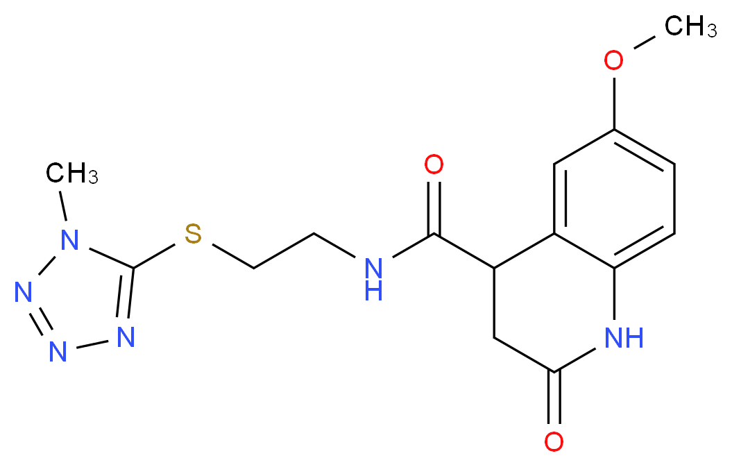 6-methoxy-N-{2-[(1-methyl-1H-tetrazol-5-yl)thio]ethyl}-2-oxo-1,2,3,4-tetrahydro-4-quinolinecarboxamide_Molecular_structure_CAS_)