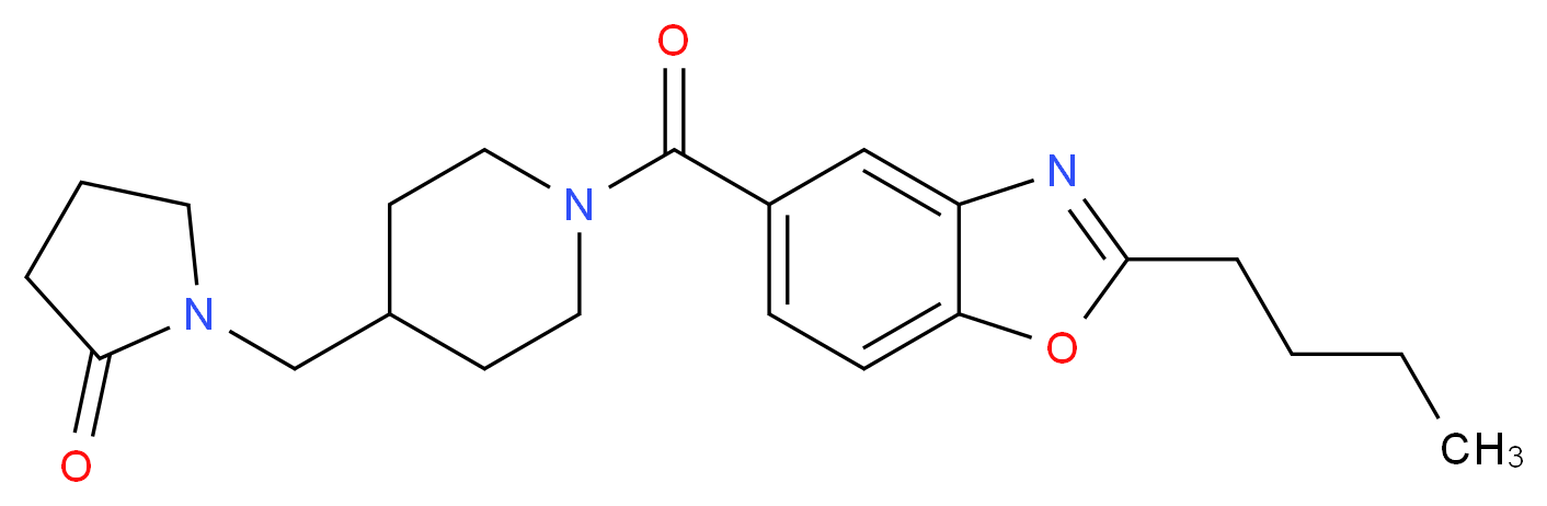 1-({1-[(2-butyl-1,3-benzoxazol-5-yl)carbonyl]-4-piperidinyl}methyl)-2-pyrrolidinone_Molecular_structure_CAS_)