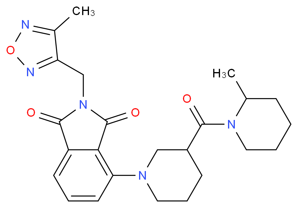 2-[(4-methyl-1,2,5-oxadiazol-3-yl)methyl]-4-{3-[(2-methyl-1-piperidinyl)carbonyl]-1-piperidinyl}-1H-isoindole-1,3(2H)-dione_Molecular_structure_CAS_)