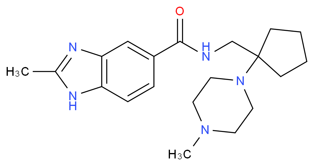 2-methyl-N-{[1-(4-methylpiperazin-1-yl)cyclopentyl]methyl}-1H-benzimidazole-5-carboxamide_Molecular_structure_CAS_)