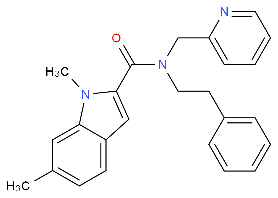 1,6-dimethyl-N-(2-phenylethyl)-N-(pyridin-2-ylmethyl)-1H-indole-2-carboxamide_Molecular_structure_CAS_)
