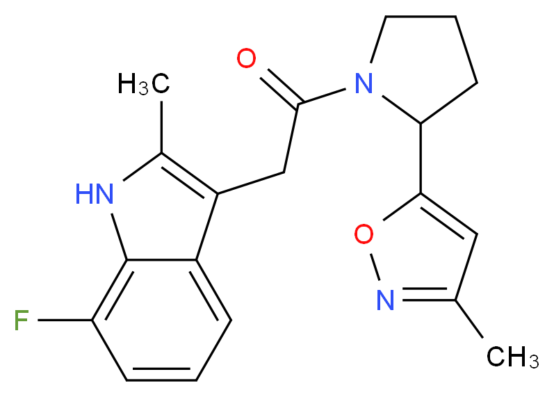 7-fluoro-2-methyl-3-{2-[2-(3-methyl-5-isoxazolyl)-1-pyrrolidinyl]-2-oxoethyl}-1H-indole_Molecular_structure_CAS_)