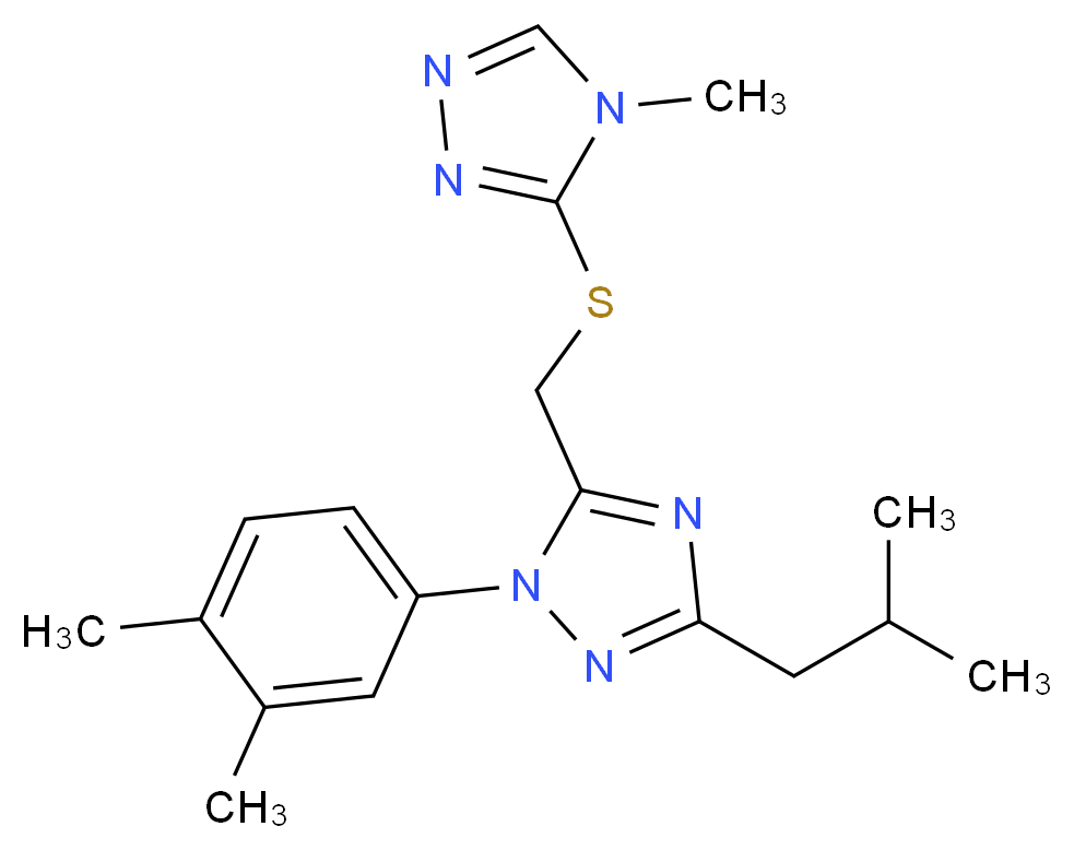 1-(3,4-dimethylphenyl)-3-isobutyl-5-{[(4-methyl-4H-1,2,4-triazol-3-yl)thio]methyl}-1H-1,2,4-triazole_Molecular_structure_CAS_)