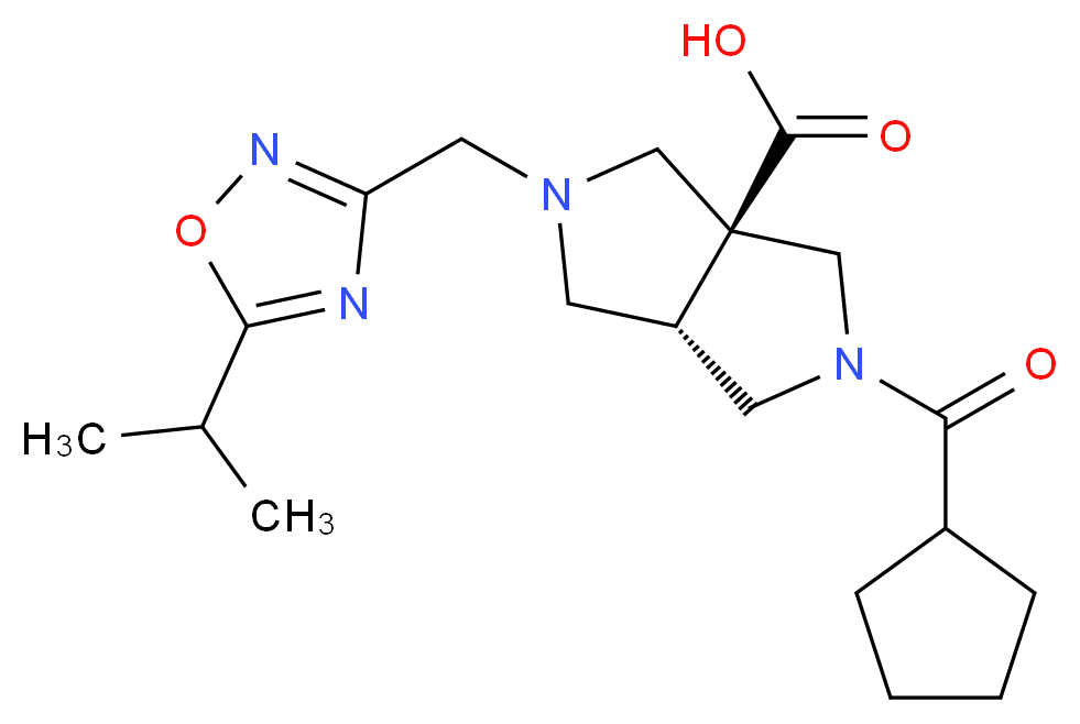 (3aS*,6aS*)-2-(cyclopentylcarbonyl)-5-[(5-isopropyl-1,2,4-oxadiazol-3-yl)methyl]hexahydropyrrolo[3,4-c]pyrrole-3a(1H)-carboxylic acid_Molecular_structure_CAS_)