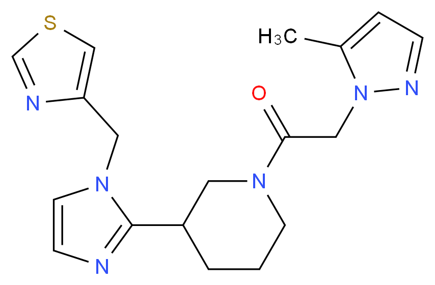 1-[(5-methyl-1H-pyrazol-1-yl)acetyl]-3-[1-(1,3-thiazol-4-ylmethyl)-1H-imidazol-2-yl]piperidine_Molecular_structure_CAS_)