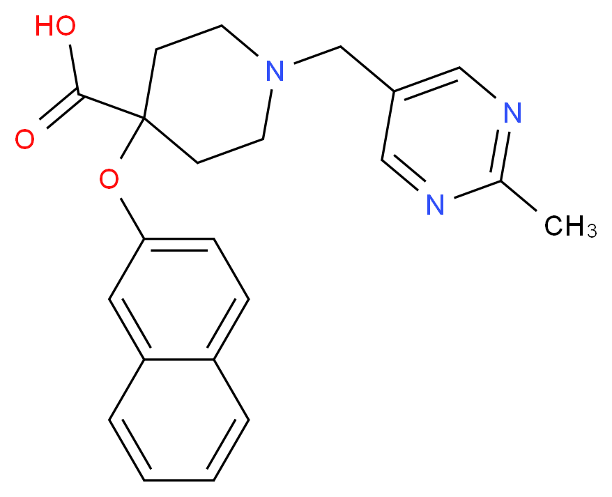 1-[(2-methylpyrimidin-5-yl)methyl]-4-(2-naphthyloxy)piperidine-4-carboxylic acid_Molecular_structure_CAS_)
