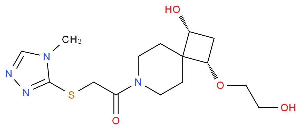 (1R*,3S*)-3-(2-hydroxyethoxy)-7-{[(4-methyl-4H-1,2,4-triazol-3-yl)thio]acetyl}-7-azaspiro[3.5]nonan-1-ol_Molecular_structure_CAS_)