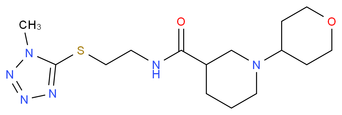 N-{2-[(1-methyl-1H-tetrazol-5-yl)thio]ethyl}-1-(tetrahydro-2H-pyran-4-yl)-3-piperidinecarboxamide_Molecular_structure_CAS_)